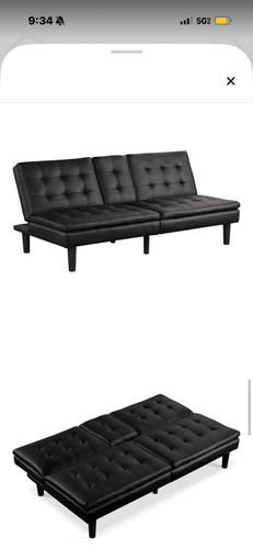 Black tufted faux leather - faux,