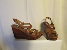 sandales compensées MIU MIU cuir marron clair 39