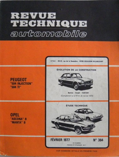 Revue technique automobile rta - technique,