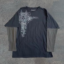 Goth Skull Long Sleeve Tee Y2K Emo - Alt Streetwear Layered Shirt Unisex