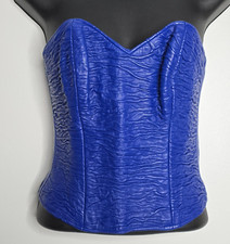 Jean Claude Jitrois Corset Size 38 Top Blue Leather Strapless Made in France