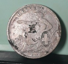 Monnaie Suisse 2 francs 1862 B Berne rare