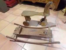 Antique wooden rocking horse, transformable, 1930s, with wheels, children