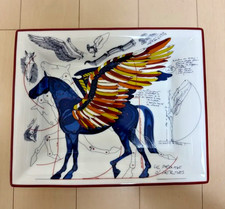 Cendrier Hermès Paris Pégase Vide Poche plateau à langer porcelaine bord roug...