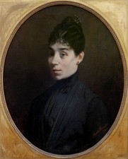 ALEXANDRE SERRES  1846-1901 - GRAND & BEAU PORTRAIT - JEUNE FEMME AU RUBIS