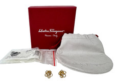 $3.5K Salvatore Ferragamo NIB 18K Gold Flower Gold Diamond Stud Earrings Bag