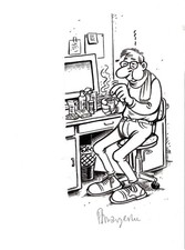 DESSIN ORIGINAL LE MALADE ( LUCIEN ) PAR FRANK MARGERIN SUPERBE ETAT