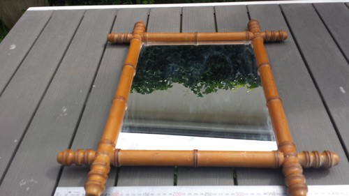Ancien grand miroir bambou - en,