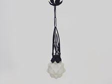 Art Deco Wrought Iron Chandelier, Pendant and Glass Paste Star Globe.