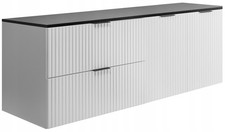 Meuble sous-lavabo suspendu FLOW 140 cm façade rainurée blanc