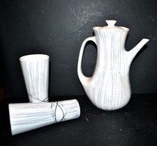 NIDERVILLER Modernist Earthenware Coffee Maker "VEIL" and 2 Cups 1960