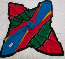 Authentic 80s YSL Yves Saint Laurent Foulard Vibrant Color Block Silk Scarf 34”