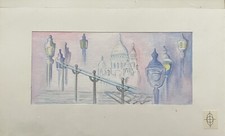 Painting painting seen from Paris on the Sacred Heart Original book illustration