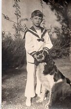 BM095 Vintage Photo Card RPPC Child Dog Dog Fashion 1932