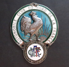 Automobile Club du Nord de la France Rare Badge de Calandre émaillé 1920
