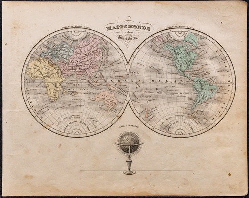 1860ca carte monde - carte, en