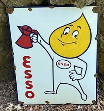 Esso Oil Mr Drop Happy Metal Enamel Vilhelm Hansen Garage Dealer Drip Gas Sign