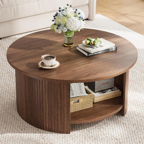 Round coffee table - coffee, with