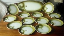 SERVICE A POISSON EN FAIENCE MOULIN DES LOUPS FRANCE 13 PIECES*