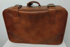 Ancienne Grande Valise En Cuir Avec Sangles Vintage ( Réf : Hang  )