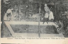 AVIGNON - Palais des Papes - Fresco of the tower of the wardrobe - Fishing ds a pond