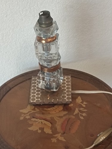 Pied lampe verre cuivre - pied,