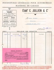 1935 FOURNITURES GENERALES POUR AUTOMOBILES MATERIEL DE GARAGE ETS C JULLIEN