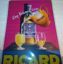 Plaque Métal Tôlée Vintage 20X30 APERITIF CARAFE  RICARD  Neuf  Grih