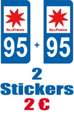 2-STICKERS-PLAQUE-AUTO-IMMATRICULATION-DEPARTEMENT-LOGO 95