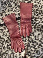Neiman Marcus Silk-lined Burgundy Leather Gloves 71/2