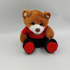 Peluche ours marron rouge noir