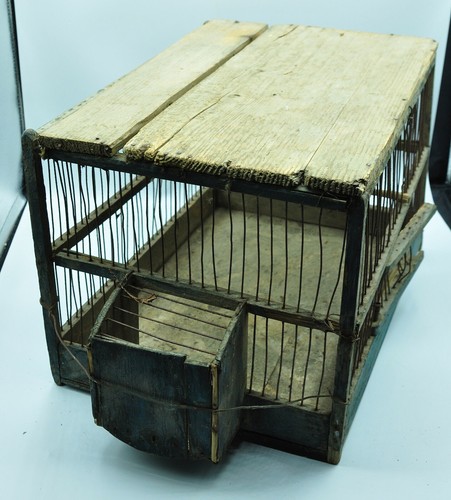 Ancienne cage oiseaux bois - oiseaux,