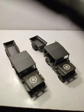 LOT 2 SOLIDO MILITARY No. 256 - JEEP WILLYS + TRAILER - 1/43 PERFECT CONDITION