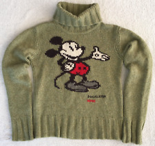 Donaldson Disney Mickey Mouse womens Green Cashmere Turtleneck Sweater size S