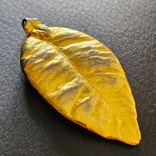 Pendentif feuille ficus très réaliste métal doré moulage parfait bijou nature