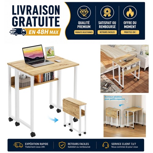 Bureau pliable roulettes - bureau, à