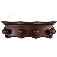 Vintage 80s Bohemian Style Dark Brown 8 Hanger Oak Coat Rack