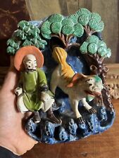 Bouquetière Grès Emaillée Polychrome Chine Asie Chien & Personnage