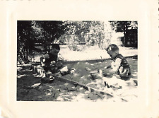 OLD NICE BLACK AND WHITE PHOTO KIDS DAYCARE GAMES SAND MARMANDE 47 1955
