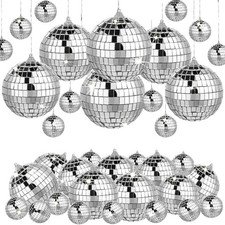 Lot de 19 mini boules disco argentées facettes pour fête, décorations Noël