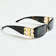 Balenciaga BB0096S 002 Womens Authentic Sunglasses Black/Gold, 53mm - New