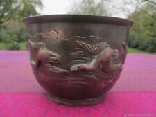 Antique Bronze Bird Flower Pot Planter 19th Century