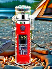 BRIQUET ARC - LAMPE DE POCHE 3 NIVEAUX - BOUSSOLE  CHARGE USB - IDEE KDO ROUGE