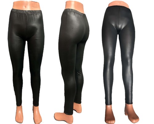 Noir effet mouillé leggings - noir,