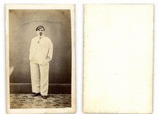 Monsieur in White Costume Vintage Albumen Print CDV. CDV, albumen print, 6