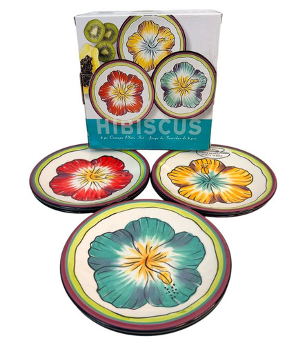 Clay art hibiscus - clay, plates
