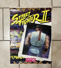 Vintage Rare Original 1991 Street Fighter 2 Vinyl Arcade Cabinet Poster
