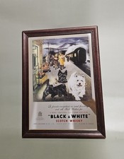ENGLISH MIRROR FRAME 'BLACK & WHITE' SCOTCH WHISKY / VINTAGE DECORATION 