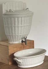 Antique Creil Montereau White Enameled Terracotta Fountain