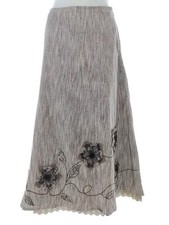 VINTAGE Jupe longue pour Femmes Broderie de dentelle Brun 36 Lin